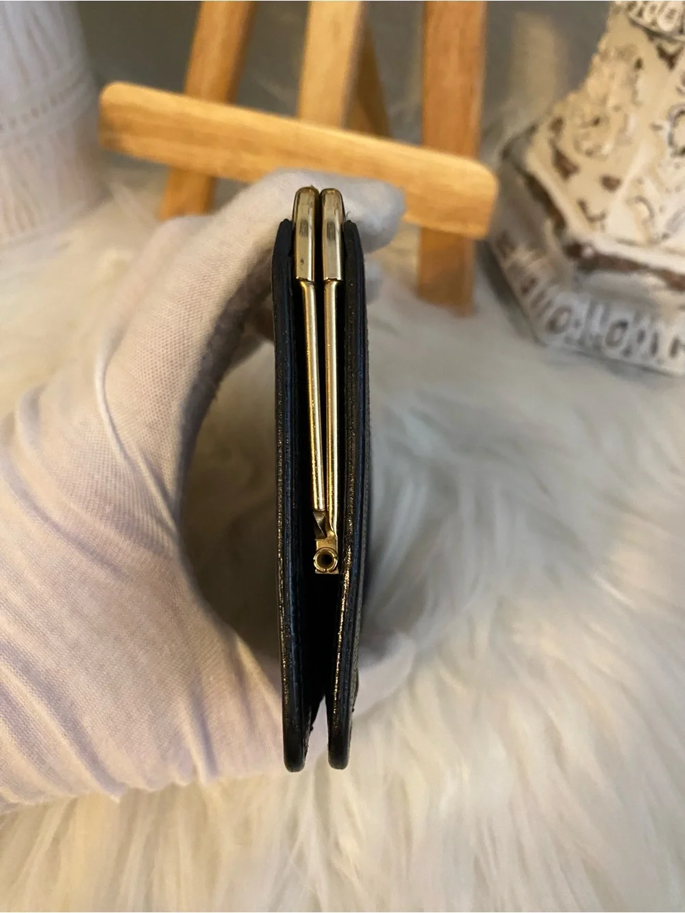Celine Navy and Black Vintage Kiss-Lock Coin pouch or wallet